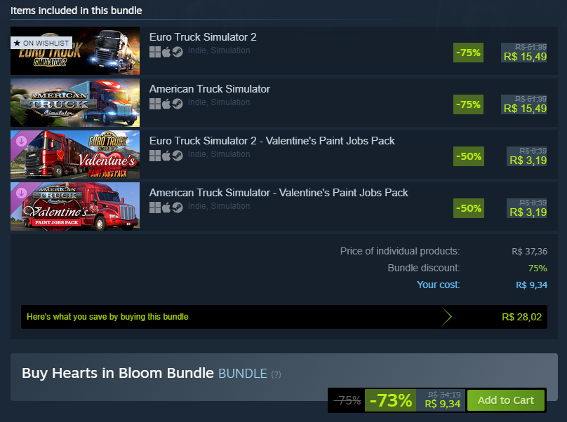 Ru5her's tweet photo. Euro Truck Simulator + American Truck Simulator por R$ 9,34.

Mais barato que uma batata frita pequena no McDonald's.

Hoje começo minha vida de caminhoneiro... 😅🚚 https://t.co/rvhXYlepbh