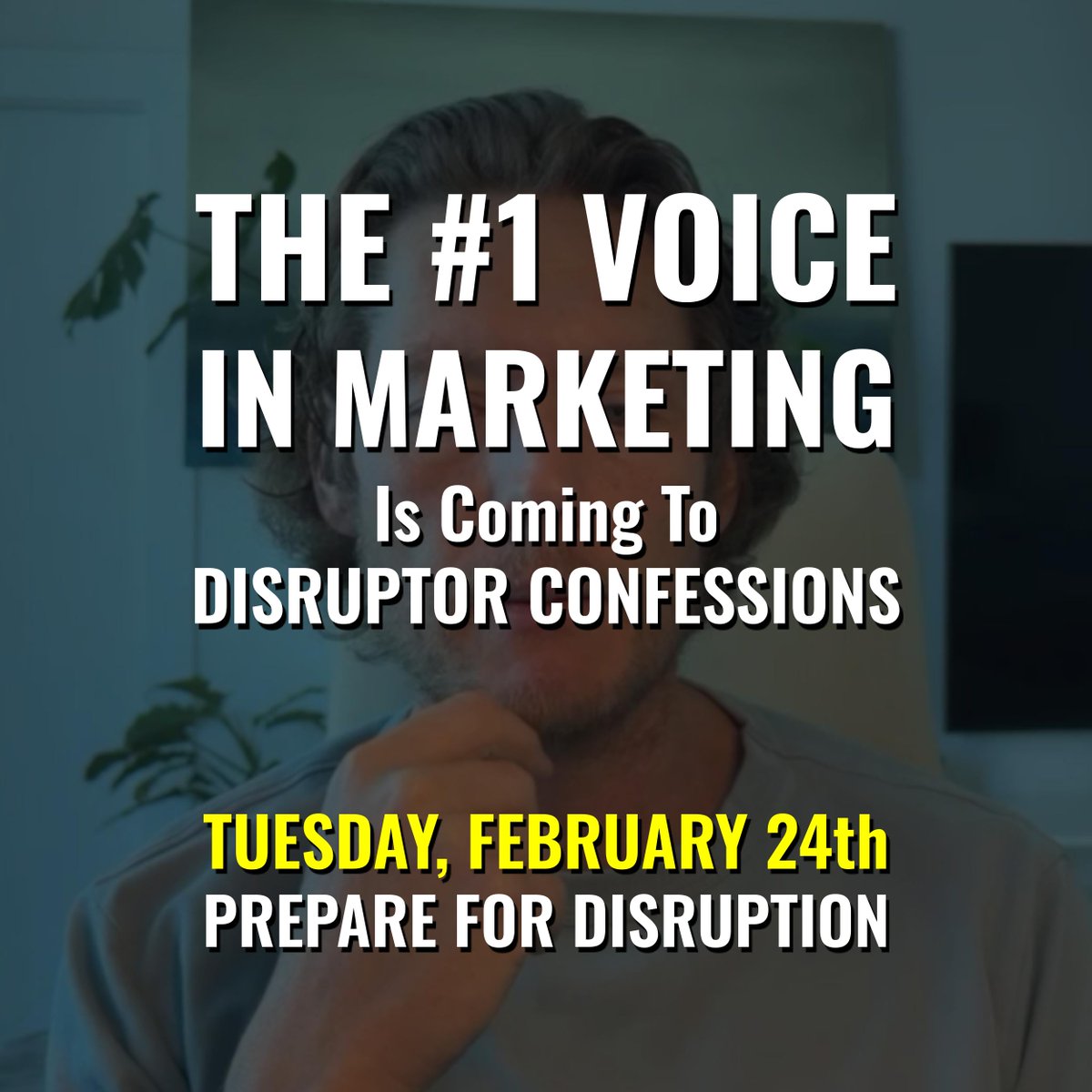 The man who called out the "interim of things" joins Disruptor Confessions next Tuesday.

𝐇𝐞’𝐬 𝐭𝐡𝐞 #𝟏 𝐕𝐨𝐢𝐜𝐞 𝐢𝐧 𝐌𝐚𝐫𝐤𝐞𝐭𝐢𝐧𝐠. 
𝐓𝐡𝐞 𝐬𝐭𝐚𝐭𝐬:
📊 740k on LinkedIn 
🌍 100+ Keynotes in 42 countries
📺 TV host to 250M homes

He hates the AI hype as much as