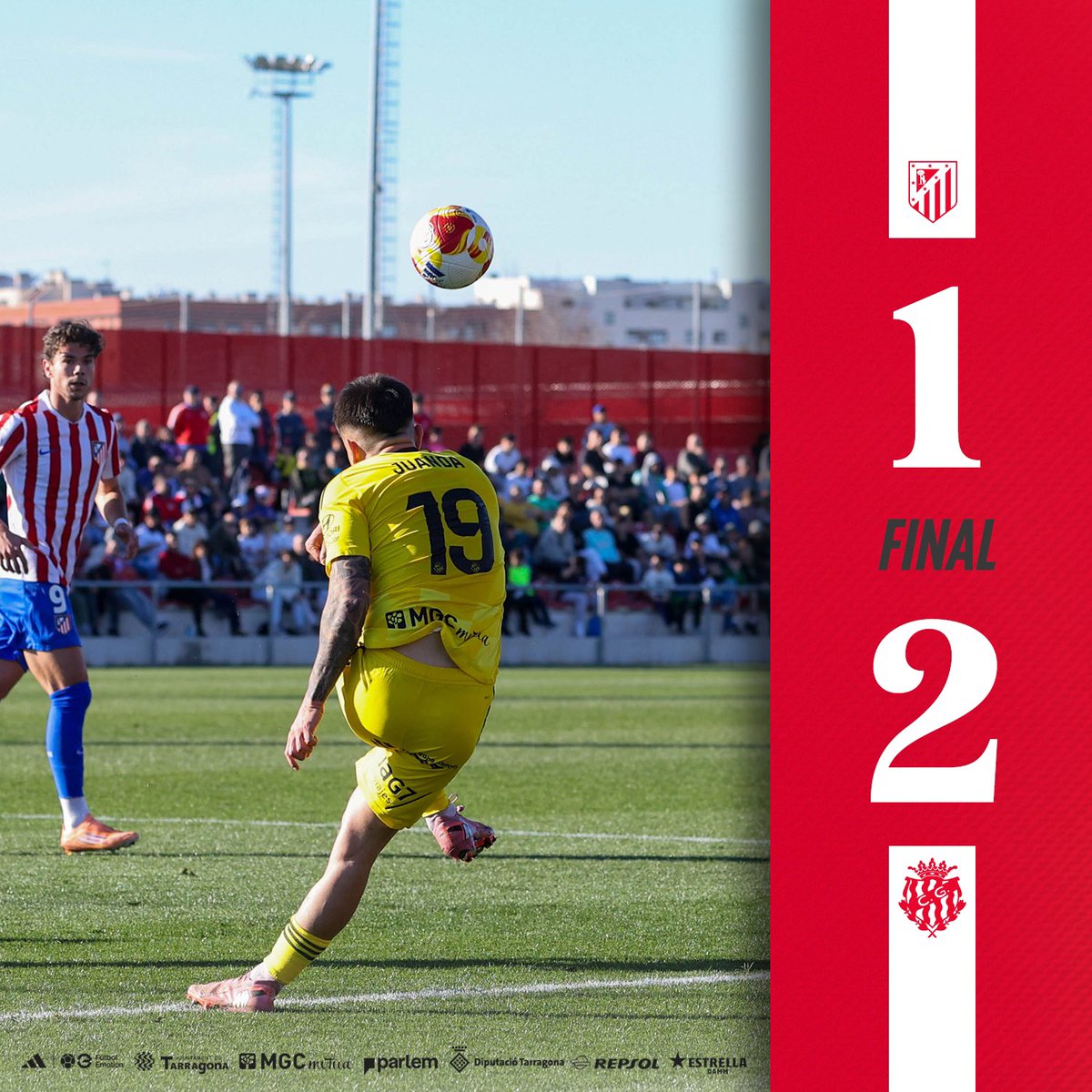 NASTICTARRAGONA's tweet photo. FINAAALLL‼️

❤️‍🔥 RRRREMUNTADAAA i 3 PUNTS cap a TARRAGONA

⚽️ @jaumejardi70 @CedricOmoigui9 

|1-2| #nasticlive 
#AtléticoMadrileñoNàstic https://t.co/OwPZL30VsF