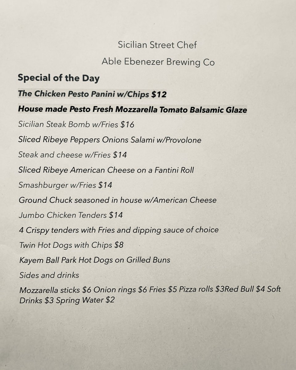 Your cleanup beer is ready. Sicilian Street Chef is here until 7pm.