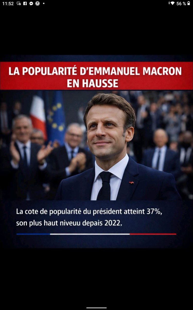 Les Français s’e  rendent compte, et ils sont en train de corriger l’injustice qui est faite a notre Président Emmanuel MACRON, après 8 ans de bashing de la part de minables animateurs de journaux de propagande, même pas subtile!
La réponse des Francais est là: 👇