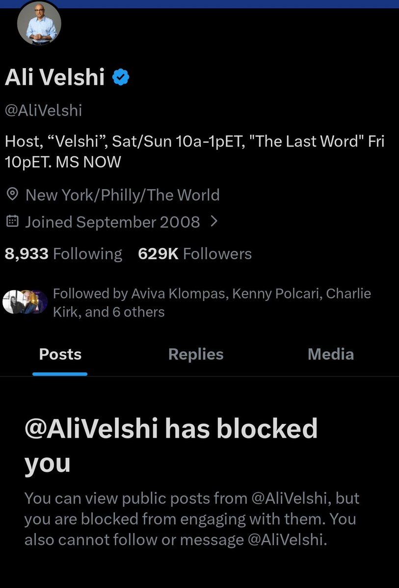 BingMeka's tweet photo. @MitchLandrieu @AliVelshi Look at this sensitive little bitch Velshi.  This piece of trash wants to spew he/him's one-way, partisan trash every week, but then blocks opposing thought/attempt for dialogue.

Shit like you will NEVER do anything to make this country a better place, your goal is division. 🖕🏾 https://t.co/CrsqSrJss7