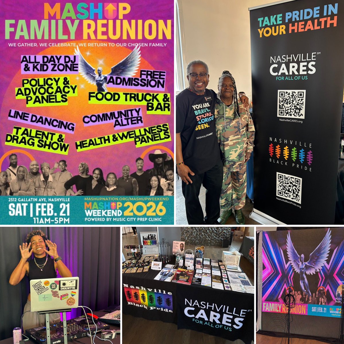 Visit our <a href="/nashblackpride/">Nashville Black Pride</a> &amp; <a href="/nashvillecares/">Nashville CARES</a> booth NOW- Sat, 2/21 during the Mashup Family Reunion for wellness &amp; Black queer joy with people who get it. Free Self Test HIV Tests, condoms! Purchase jewelry to Support our Phil Michal Thomas Scholarship!
11a-5p, 2512 Gallatin Ave