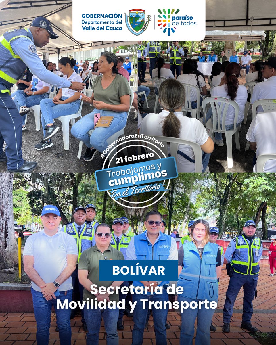 En Bolívar con la Secretaría de <a href="/MovilidadValle/">Secretaría de Movilidad y Transporte del Valle</a> avanzamos con la pre socialización de la señalización y demarcación vial. 

Con la #GobernadoraEnTerritorio planificamos con la comunidad y #TrabajamosYCumplimos con hechos para brindar orden y seguridad en las vías.