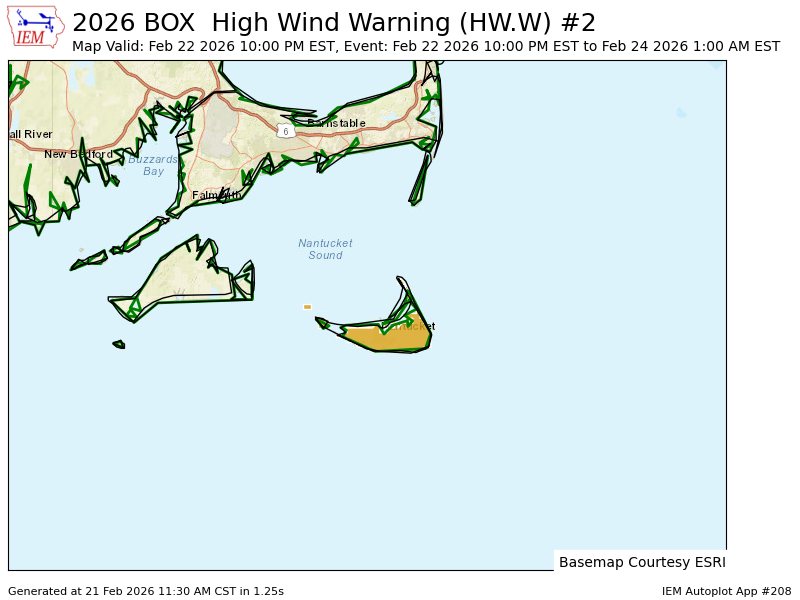 iembot_box's tweet image. BOX issues High Wind Warning valid at Feb 22, 10:00 PM EST for Nantucket [MA] till Feb 24, 1:00 AM EST mesonet.agron.iastate.edu/vtec/f/2026-O-…