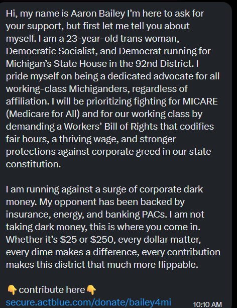 AmericanYouthf1's tweet photo. Please support our good friend and endorsed candidate for MI #HD92 @BaileePolitics by canvassing or donating, to name a few!
#ceasefirenow #greennewdeal #housing4all #Medicare4All #FixTheDamnRoads. 
Please use QR code or link below!

👇contribute here👇
https://t.co/GibiqjwOQq https://t.co/6Nj5xGBzJ7
