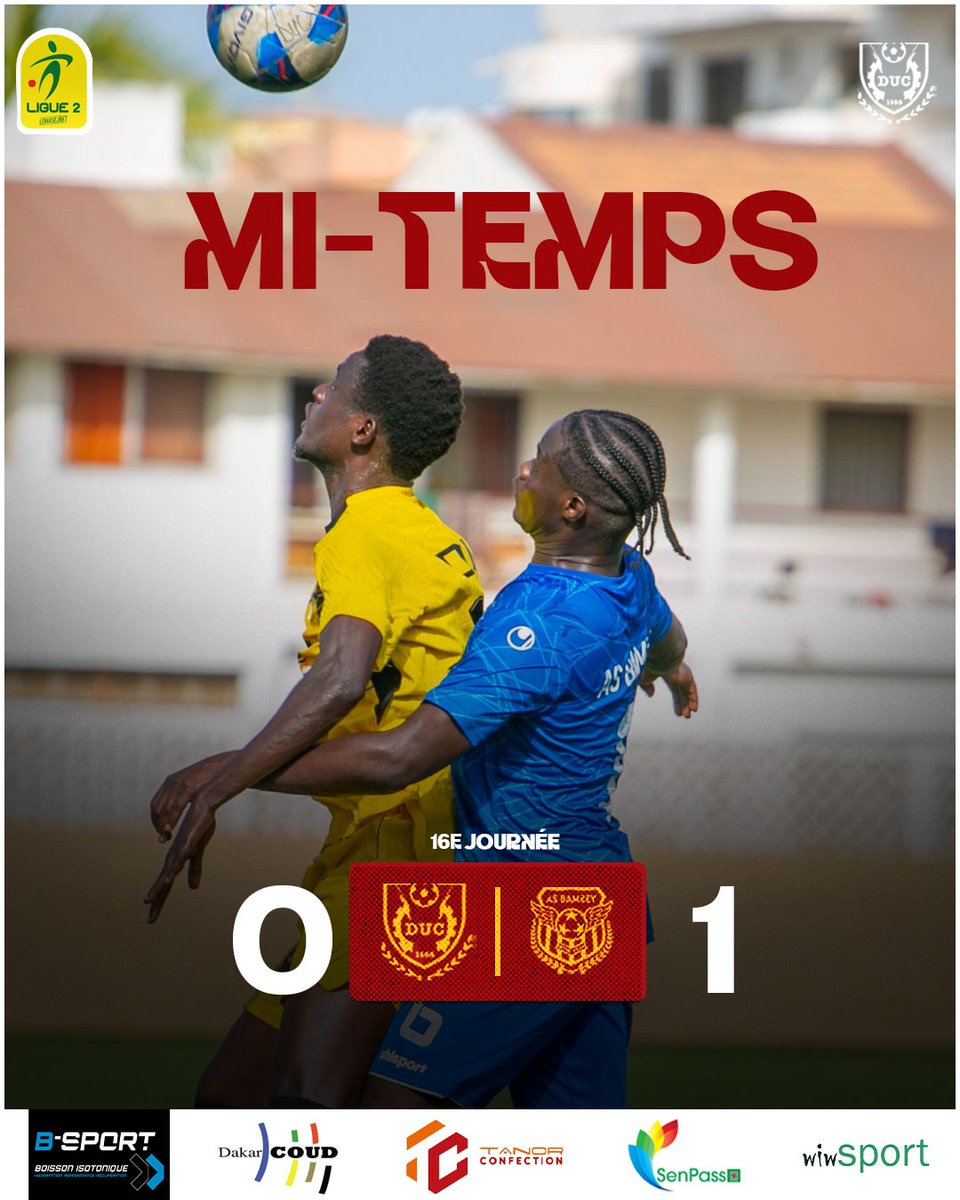 ducfoot's tweet image. C’est la pause !!! 

DUC 0 🆚️ 1 AS BAMBEY

ALLEZ DUC 🟡⚫️

#DUC #COUD #UCAD #LSFP #LIGUE2SN