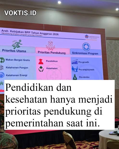 <a href="/TeddGus/">Teddy Gusnaidi</a> <a href="/prabowo/">Prabowo Subianto</a> <a href="/gibran_tweet/">Gibran Rakabuming</a> Begini...
Sekolah gratis.
MBG gratis?
Tidak, ada anggaran yg keluar untuk MBG ini berjalan.
Terus lihat Anggaran 2026 ini.
Pendidikan &amp; Kesehatan Hanya pendukung dan bukan No.1.

Jadi intinya lu dikasih makan tapi kesehatan org yg sakit dibuat nanti aja dulu.