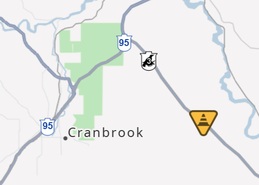 DriveBC's tweet photo. ⚠️#BCHwy3 - expect single lane alternating traffic - and delays - at Pritchard Rd due to a vehicle incident.
#CranbrookBC
ℹ️https://t.co/9IeMmMLZEO https://t.co/EqHhgeUeGF