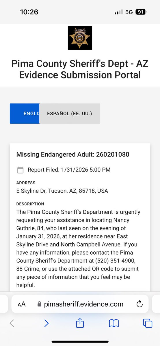 🔎: Readers keep asking for an explanation for this date of 1/31 included at PCSD’s evidence submission link. 

A sheriff’s spokesperson has explained it as follows:

“That date is reference to the video date range in which we are requesting for the public to send us a video. It