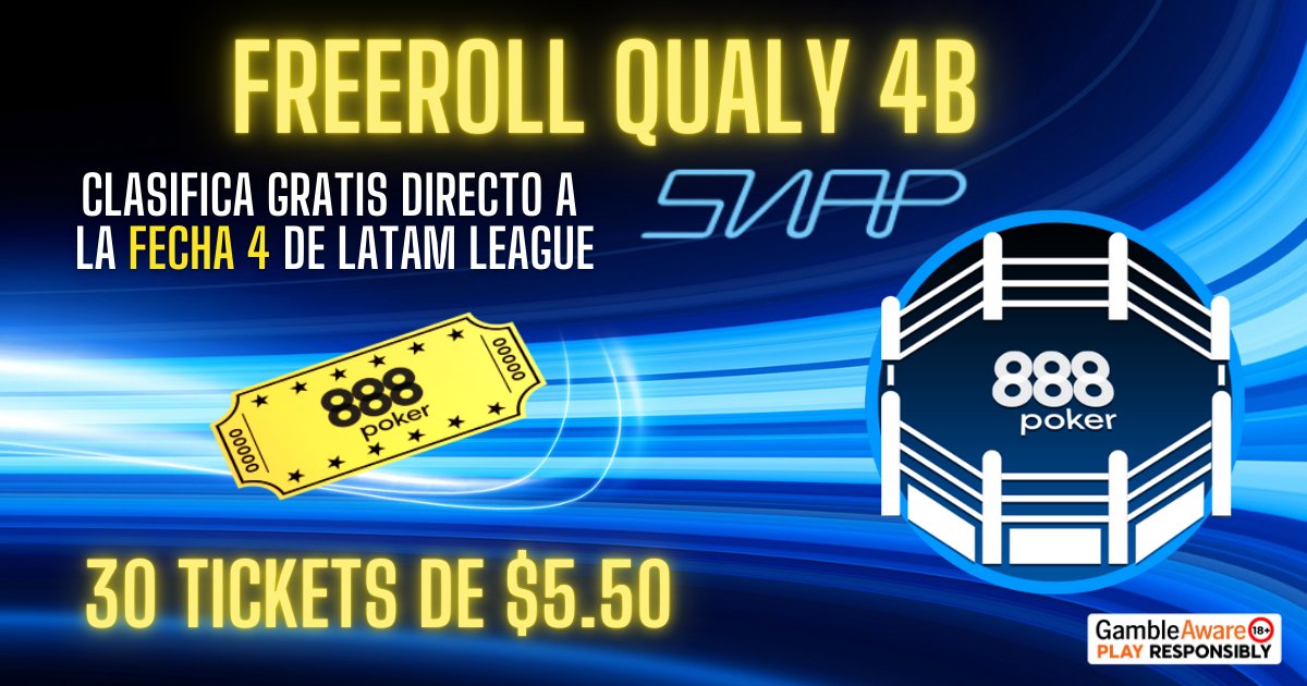 📌 Contraseña para el Freeroll Qualy 4B del SABADO con 3️⃣0️⃣ tickets para clasificar a la FECHA 4 LATAM LEAGUE del lunes 23 de febrero. Para recibirla por mensaje privado solo debes realizar estos 3 pasos:
1⃣  Dale ME GUSTA ❤️
2⃣  Comparte @ invitando a alguien que quieras
3⃣
