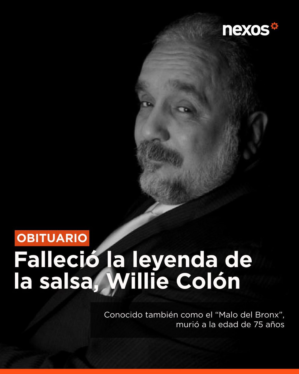 #Obituario | El productor, trombonista y cantante de salsa, Willie Colón, falleció hoy sábado a los 75 años. Hace algunos días se había registrado su internamiento en un hospital de Nueva York debido a complicaciones respiratorias.
