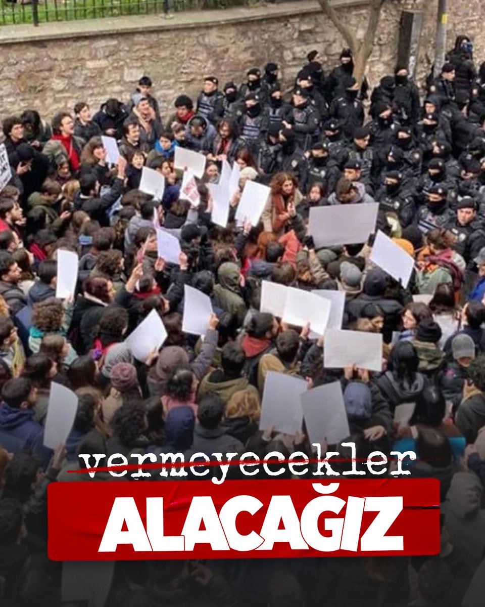 Geleceğimizi,
Özgürlüğümüzü,
Haklarımızı #VermeyeceklerAlacağız 

Laik, Demokratik ve Özgür Bir Ülke için Mücadeleye!