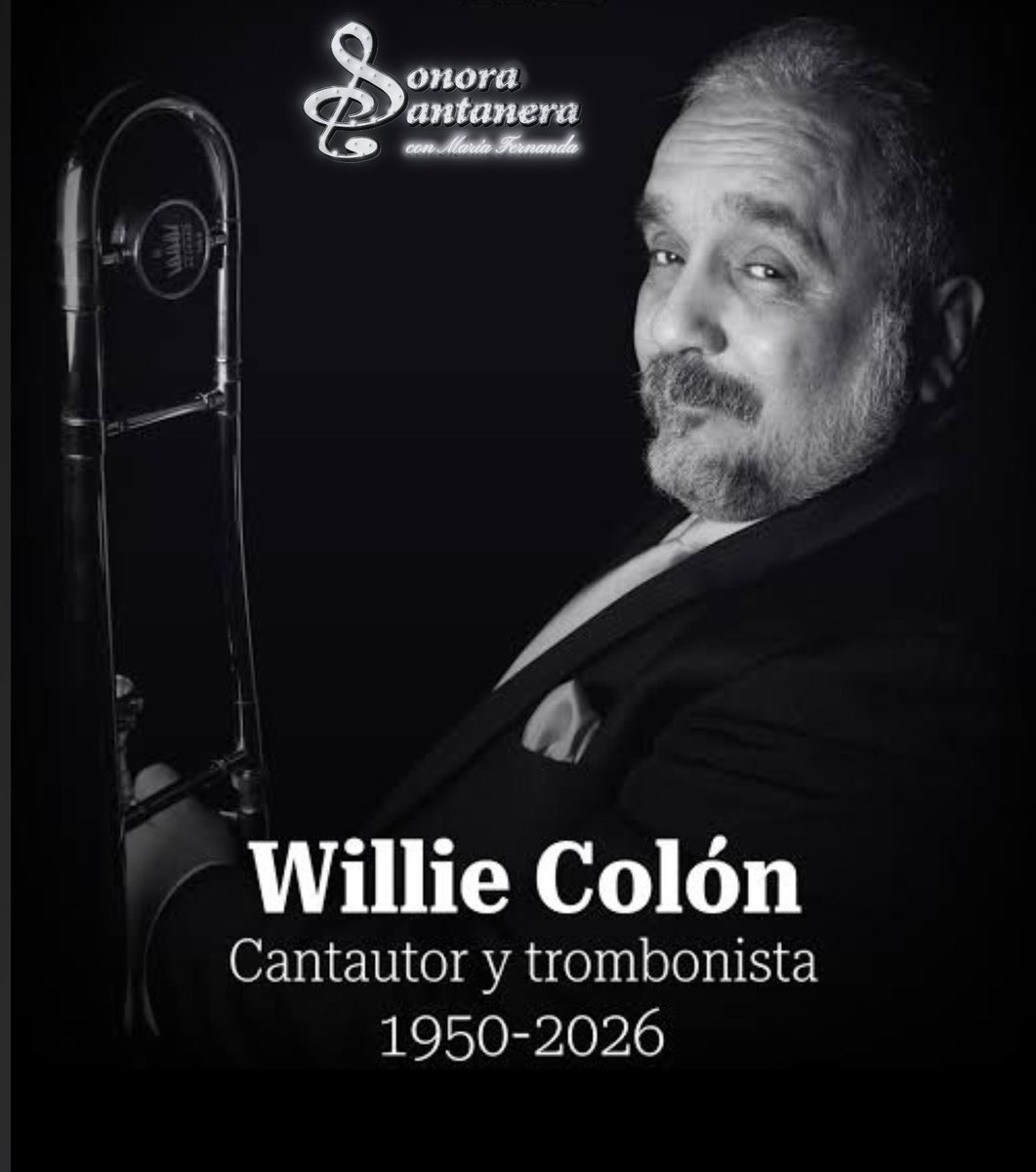 Lamentamos con profunda tristeza la partida de un grande de la salsa, el maestro Willie Colón 🎶🙏
De parte de La Sonora Santanera enviamos nuestras más sinceras condolencias a su familia, amigos y seguidores.

¡Gracias por tanto!

#WillieColon #Salsa #LeyendaDeLaSalsa #Musica