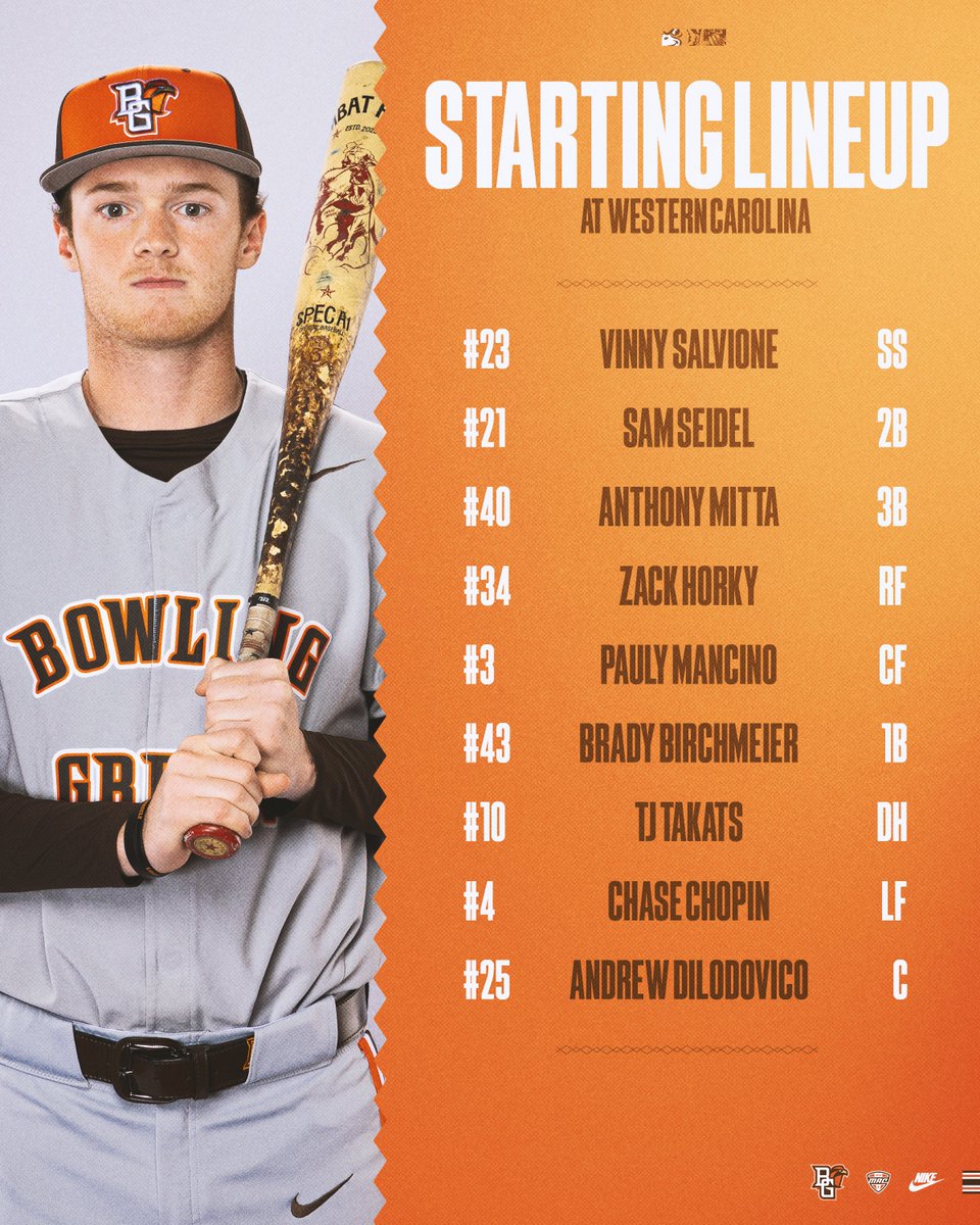 BGSU_Baseball's tweet photo. A familiar face back in the lineup to start today's doubleheader!

#AyZiggy https://t.co/v2jLQ3wr0Z