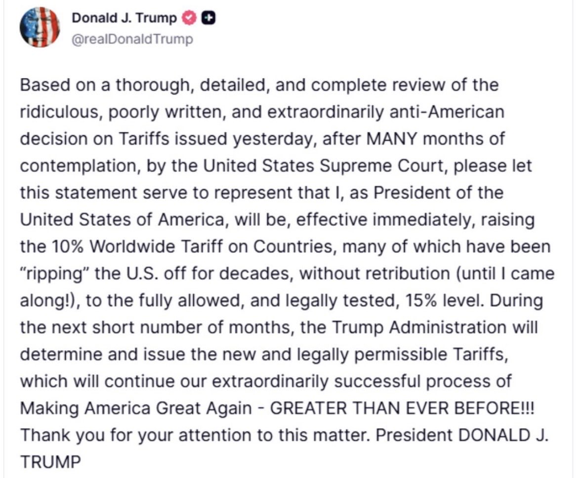 You’re kidding me… that MADMAN just raised tariffs AGAIN?! From 10% to 15%—every country, every import. We’re paying for his reckless chaos. OUTRAGEOUS.