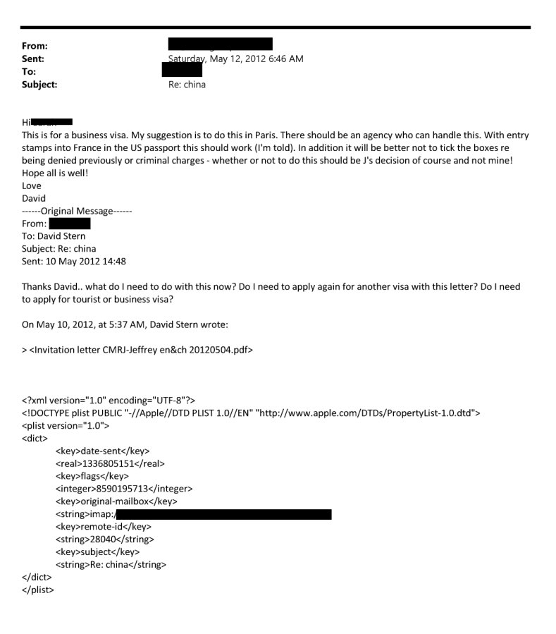China le rechazó el visado, y la posibilidad de entrar en su país, a Jeffrey Epstein en su momento. Sabían quién era y qué es lo que hacía !