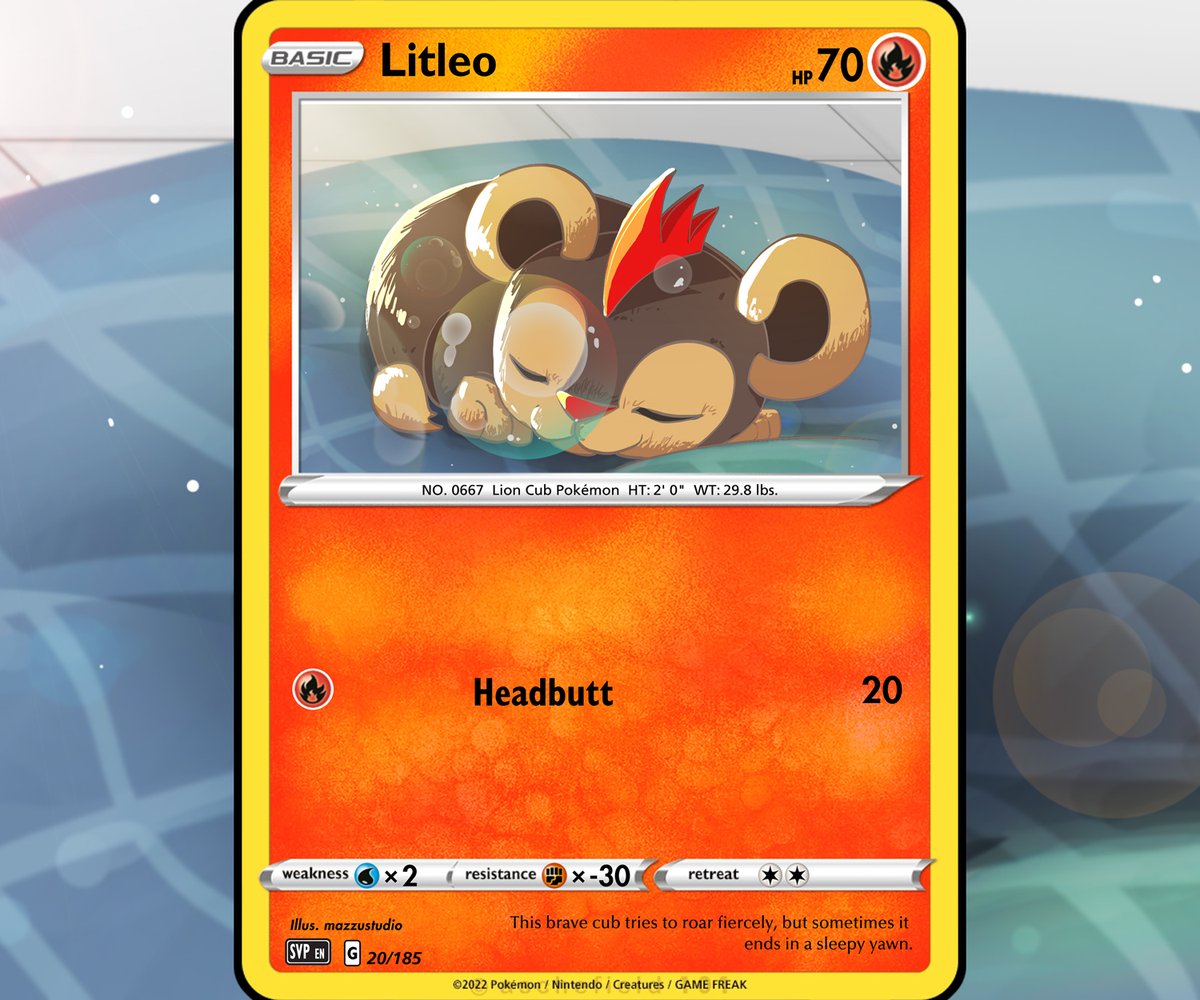 MazzuStudio's tweet photo. 😺Litleo😺
"Tried to roar… accidentally took a nap instead"
Concept Card 20260222
#PokemonFanart #ConceptArt #TCGArt #Illustrator #pokemon #illustration #digitalart #VGenCode https://t.co/vrgzFv2Vq1
