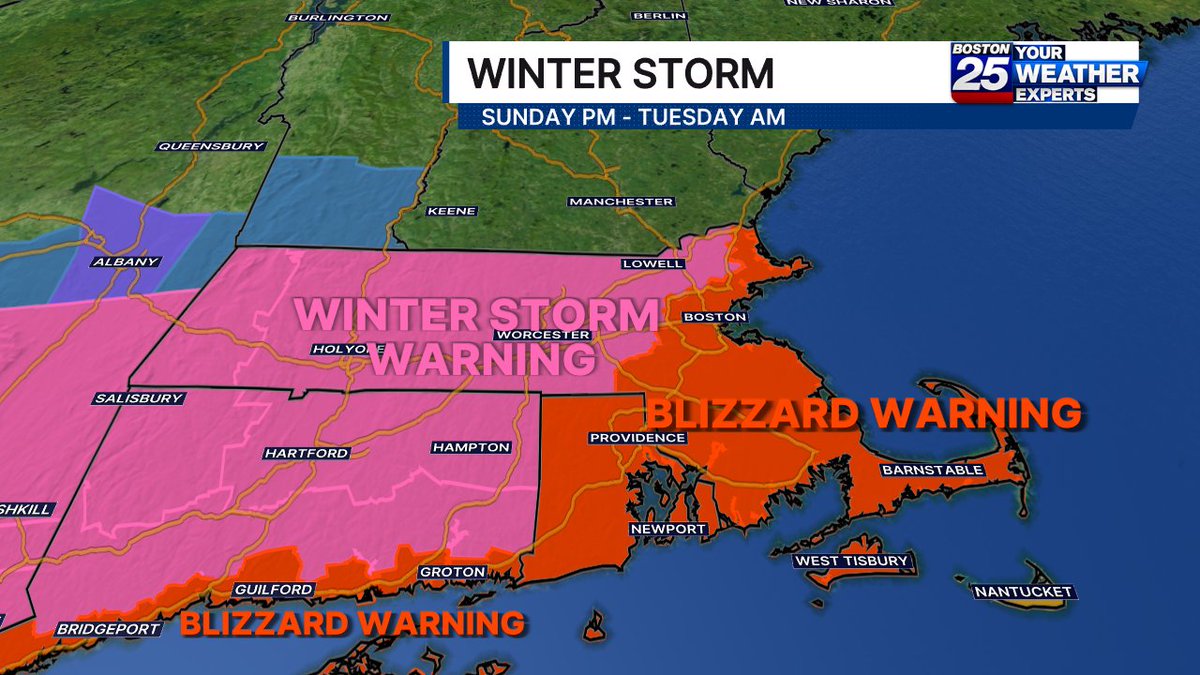 BLIZZARD WARNING now issued for eastern MA as well as a Winter Storm ...
