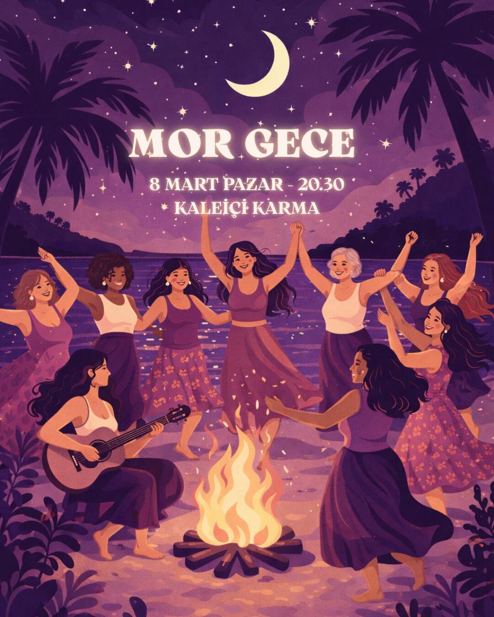 KadinDanisma's tweet photo. Mor Gece’de buluşuyoruz! 🌙✨
8 Mart pazar günü Feminist Gece Yürüyüşü'nden hemen sonra Kaleiçi Karma’da dansımızla, şarkımızla, dayanışmamızla geceyi mora boyuyoruz.👭🪇🎶💃
Sen de gel hep beraber olalım. Kahkahamızın desibeli patriyarkayı titretsin.💜🌈🔥
#8M2026
#Morgece https://t.co/MHYqPbXeJw