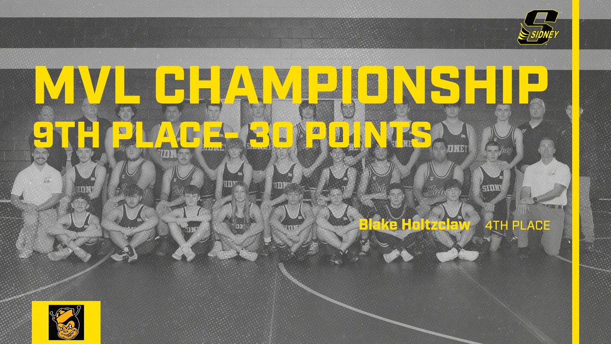 sidneyjackets's tweet image. Our Varsity Wrestling team earned 9th place with 30 points at the MVL Championship! Proud of this team's hard work and dedication. #jacketpride

Blake Holtzclaw placed 4th in 150 Weight Class.