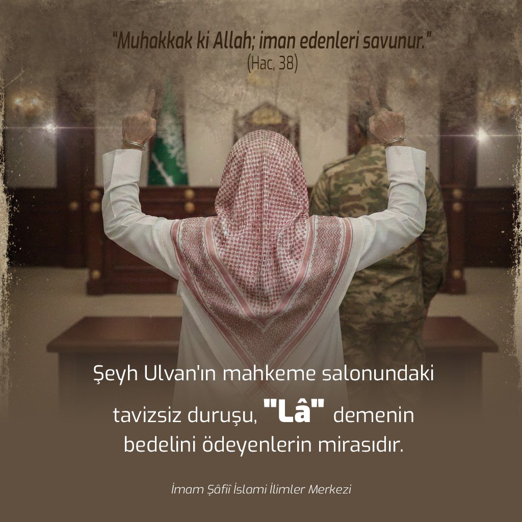 Süleyman el-Ulvan, hukuksuzluğa karşı sustuğu o heybetli duruşuyla zalimleri sarsmaya devam ediyor. 22 yıllık mahkûmiyetin bükemediği bu irade, bedeni bağlanan bir müminin ruhunun her zaman özgür kalacağının en büyük ispatıdır.