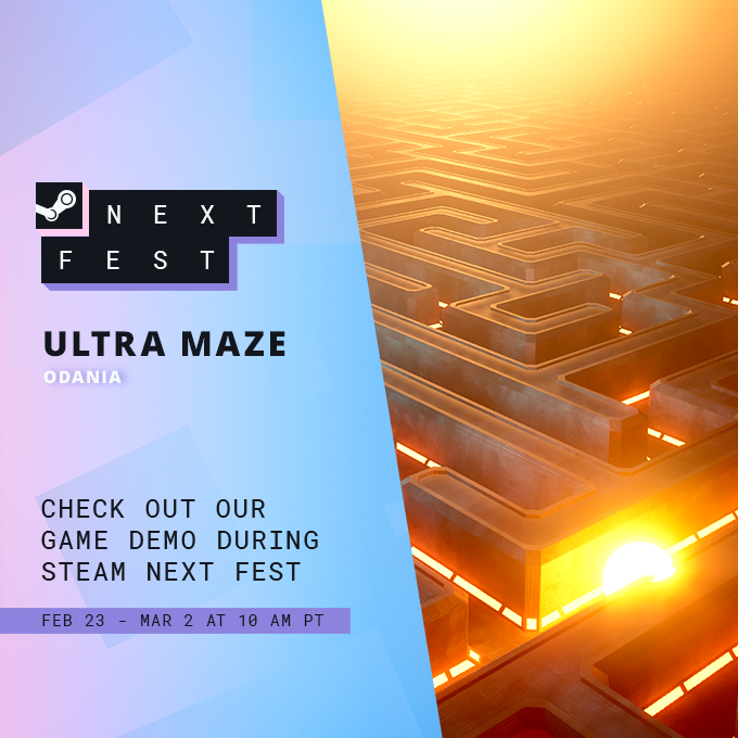 OdaniaGames's tweet image. #SteamNextFest is almost here — and #UltraMaze is ready.

Join us on February 23rd for our #livestreams and get your first look at the action.

Don’t miss it.