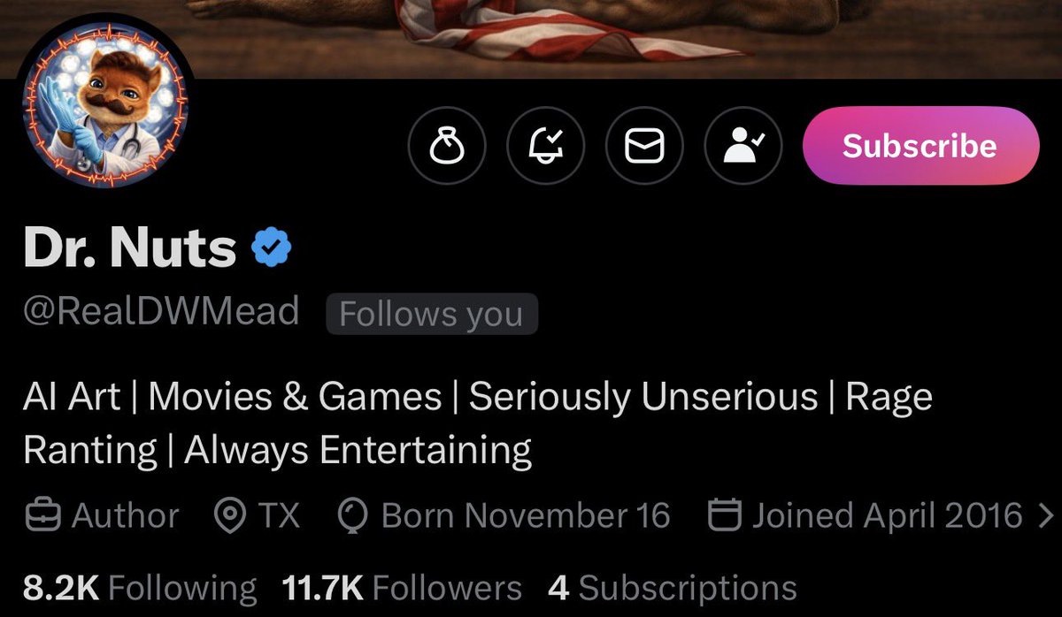 Let’s boost <a href="/RealDWMead/">Dr. Nuts</a> to 12K🚀