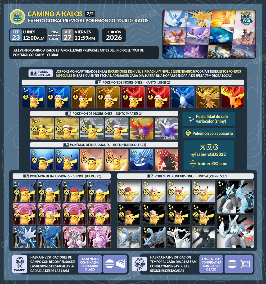 trainersgo2022's tweet photo. 🤓Información sobre el evento "Camino hacia Kalos" previo al Pokémon GO Tour de Kalos - Global.

📎Más info y sus horarios aquí:
https://t.co/kvKp2wXB2K

#pokemongoapp #pokemongo #PreciousPaths #dexfeedgo #PokemonGOTour https://t.co/NM6B1lZvDe