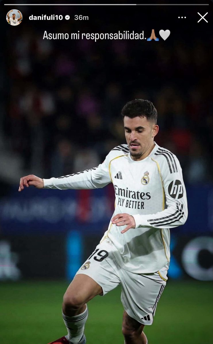 Dani Ceballos'un Instagram hesabında yaptığı paylaşım:

🗣️ Bütün sorumluluğu üstleniyorum