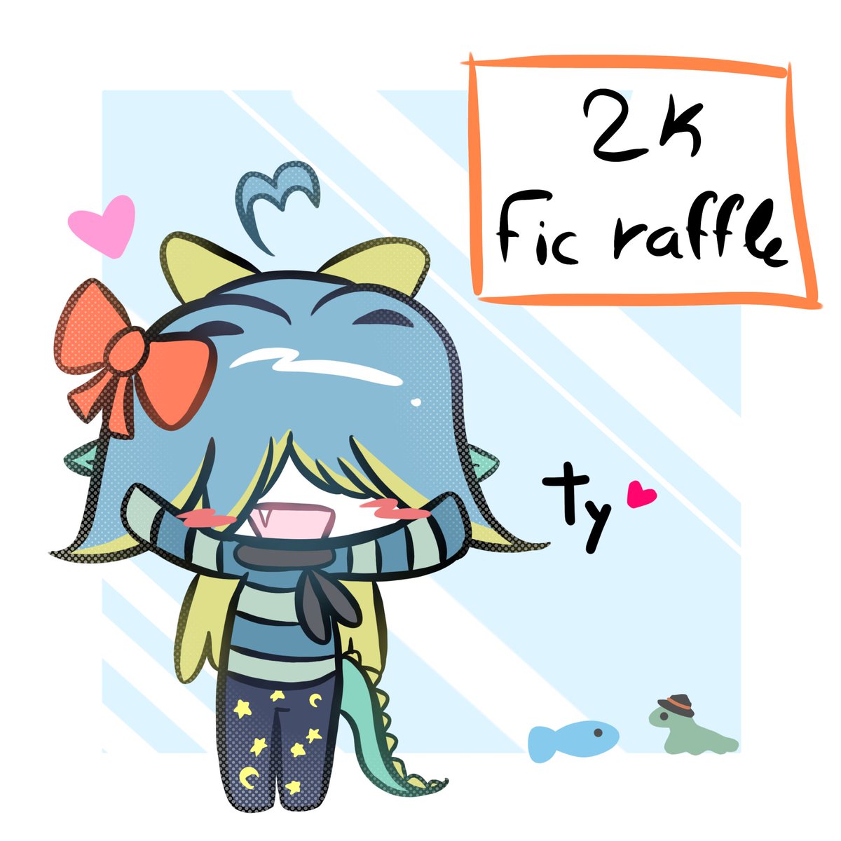 ‼️ 2k special FIC RAFFLE ‼️

As a thank you for y'all support, I will be hosting a fic raffle! The winner will get a Soukoku fic of at least 1k words 

How to enter?
• follow
• like and retweet 
• comment for an extra entry! 

More info below!