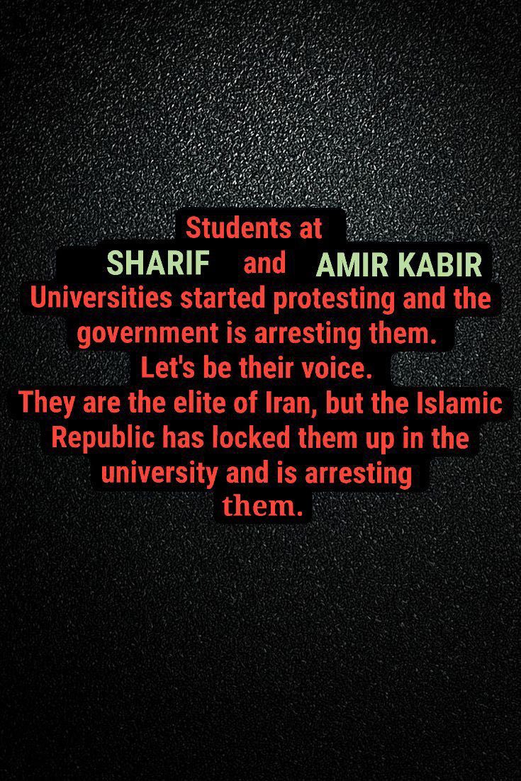 Let us be the voice of the students of Sharif and Amir Kabir Universities.

#FreeStudents
#StudentsAreNotCriminals
#IranRevolution2026