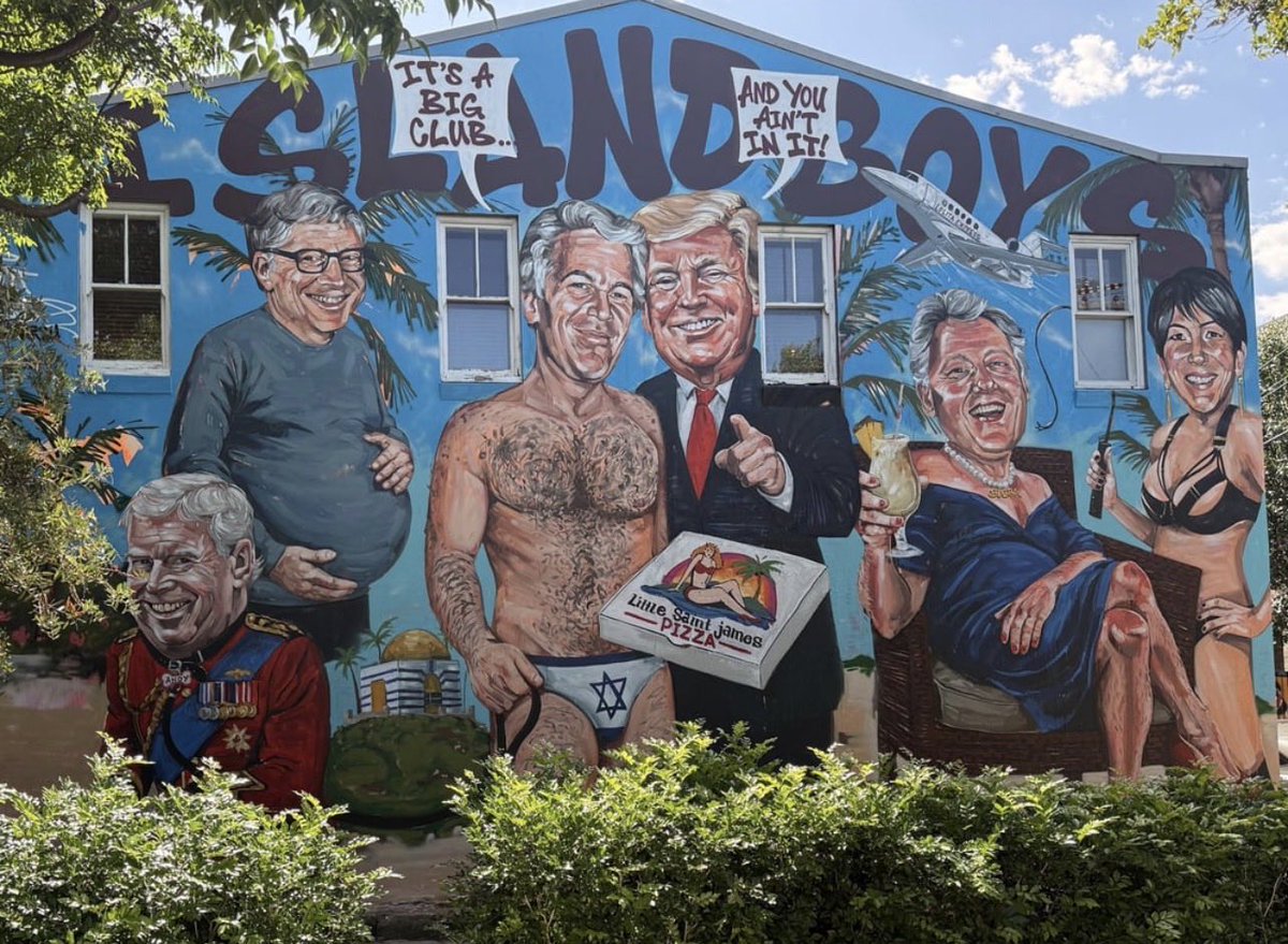 Pintaron un Mural en Sídney, Australia..

El príncipe Andres,Bill Gates,Epstein, Trump, Clinton ,Ghislaine..🎯