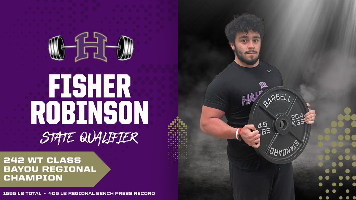 hahnvillesports's tweet photo. HUGE congratulations to Fisher Robinson! 🏆💪🐅

Bayou Regional Champion in Powerlifting – 242 lb weight class!

🔥 1,555 total pounds lifted
🔥 405 lb bench press - Regional Record!

Dominance on the platform! https://t.co/QlnORWLfGx