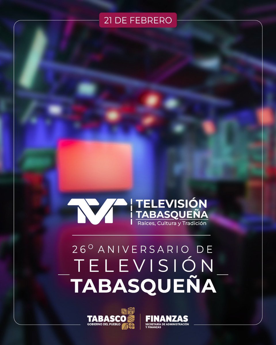 📺✨ Celebrar 26 años de <a href="/TVTenlinea/">Televisión Tabasqueña</a> es celebrar nuestra propia identidad. Un canal dedicado a proyectar la riqueza de nuestras raíces, cultura y tradición.

¡Gracias por ser la televisión de todas y todos los tabasqueños!