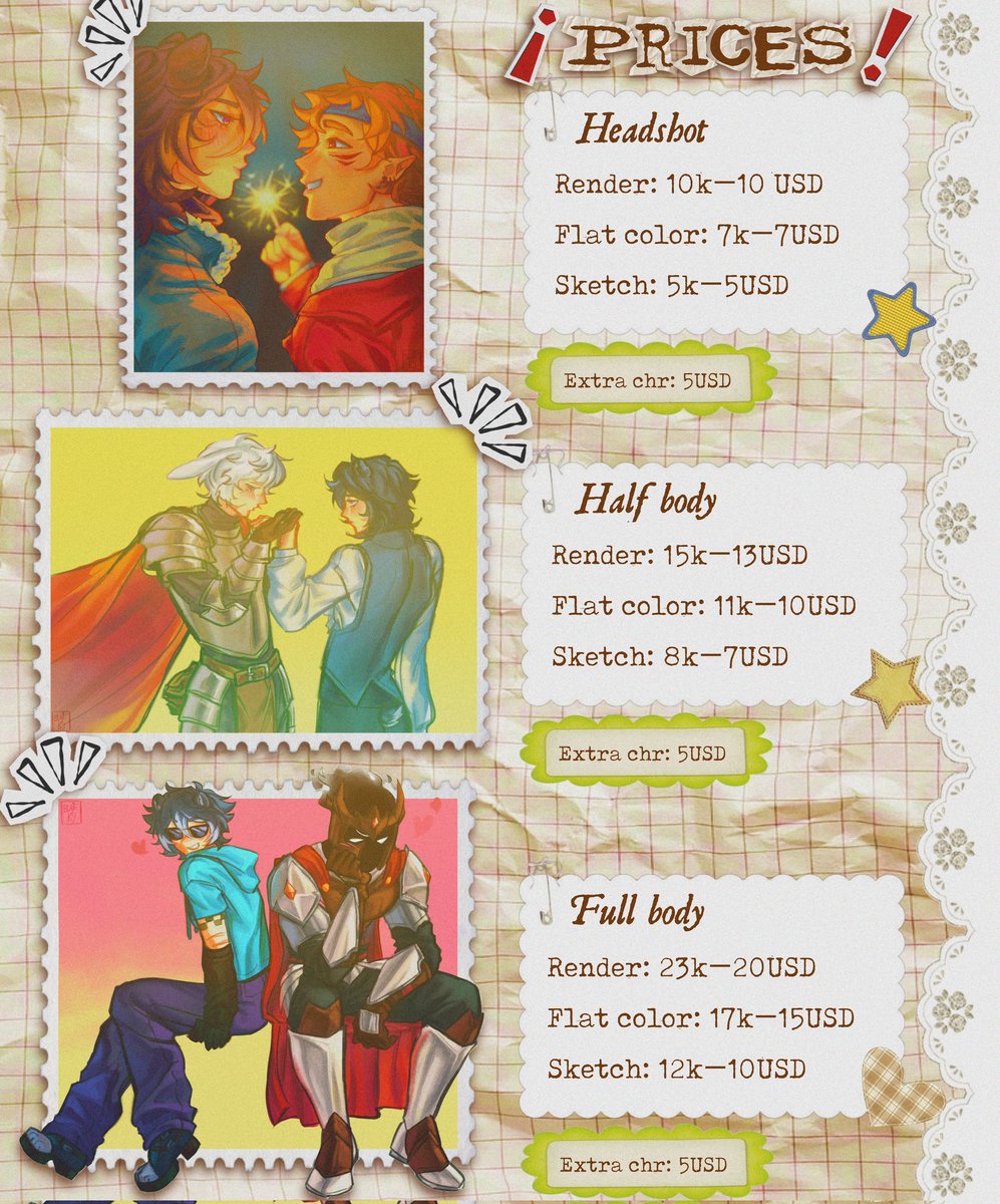 Commissions open! / Comisiones abiertas!
For any questions, you can send me a dm

rt&amp;likes are appreciated 💕