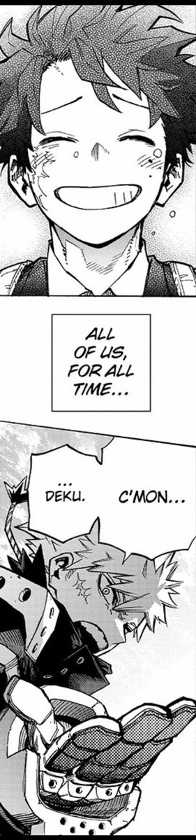 I think that Katsuki was equally as inspired by Izuku as Izuku was by him and his definition of heroism also includes reaching out a hand.