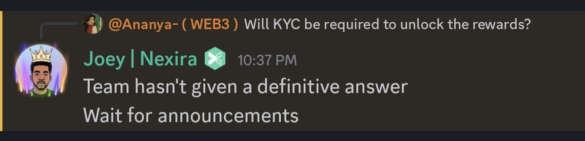 0xNasse's tweet photo. $NEXI - @NexiraDAEP KYC Update 

Many people are saying that KYC will be required to unlock the Reward, this is not decided yet, please wait for the official announcement.

When I asked the mod in Discord, they are also not telling, they also do not know, please wait for the announcement, do not worry too much.