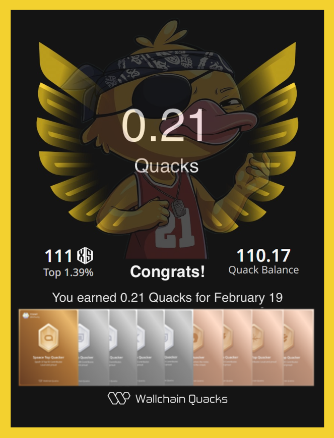 +0.21 Quacks yesterday for talking about <a href="/beyond__tech/">Beyond | Connecting Bitcoin</a> 

First time I earn some in the last 7 days

A lot of my frens here gets 5 to 10+ every single day i have no idea how they need to share me some tips for real 😹