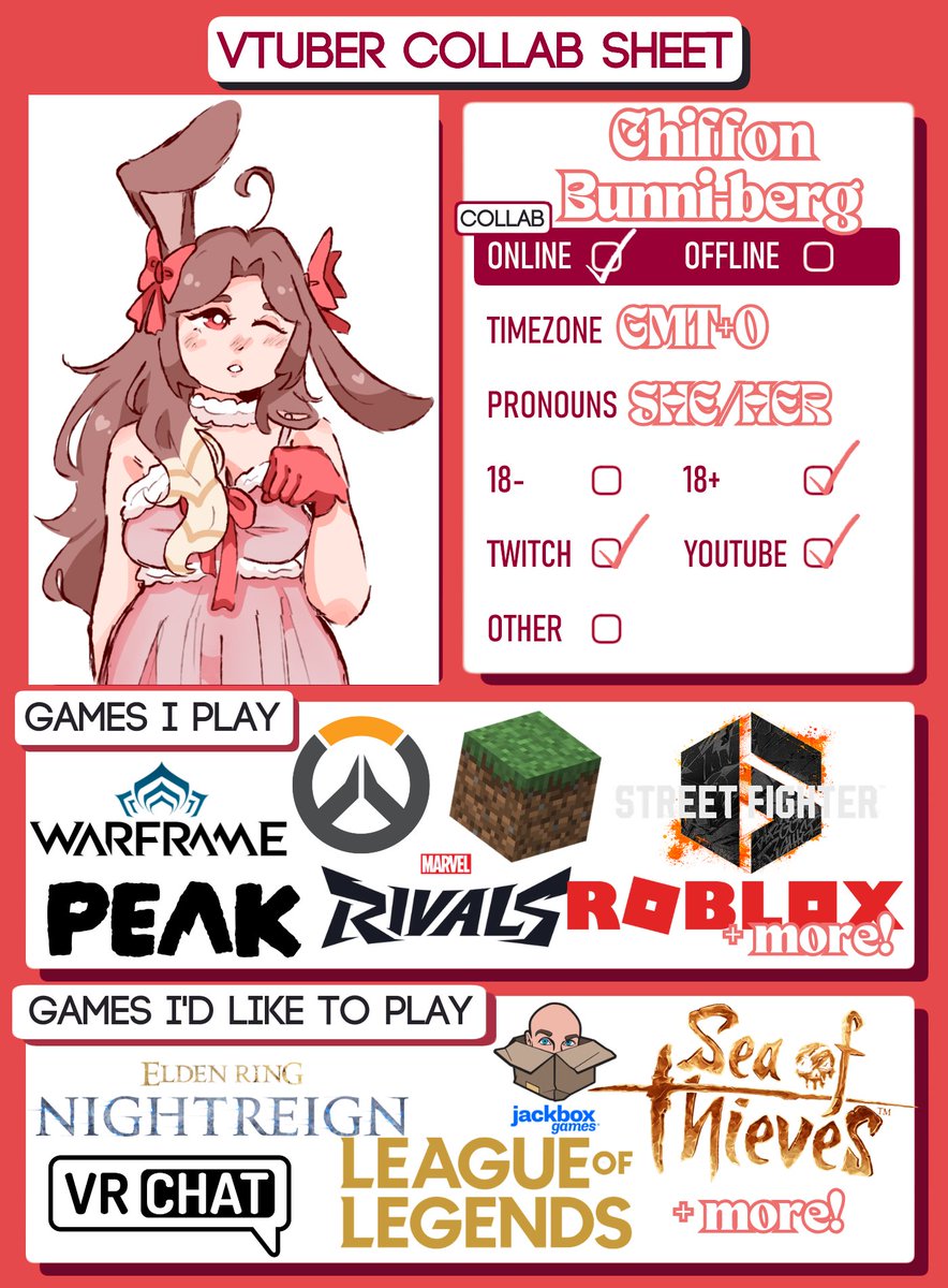 Wawa, VTuber collab sheet! 
(hoping to meet some more friends! twitter algorithm please work...)

Please respond to this tweet fellow VTubers if you're interested in mooting/collabing!🥺
#vtuber #moots