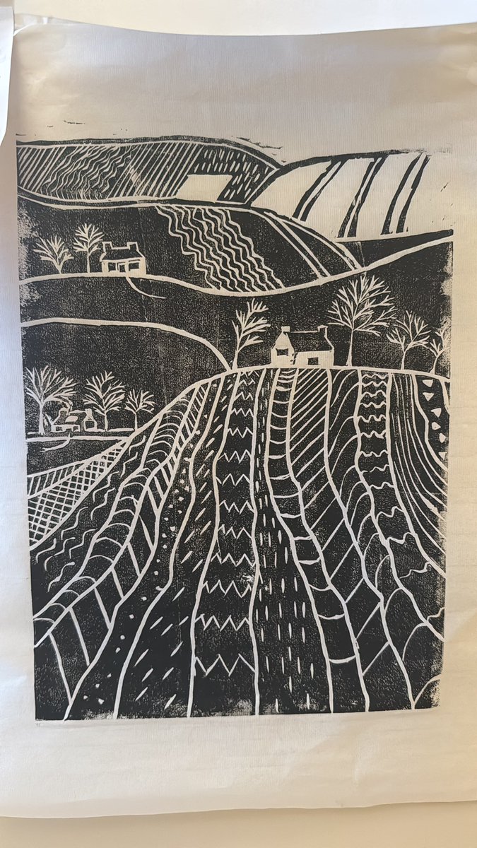 Ik maakte van de week een linosnede en drukte hem vandaag af