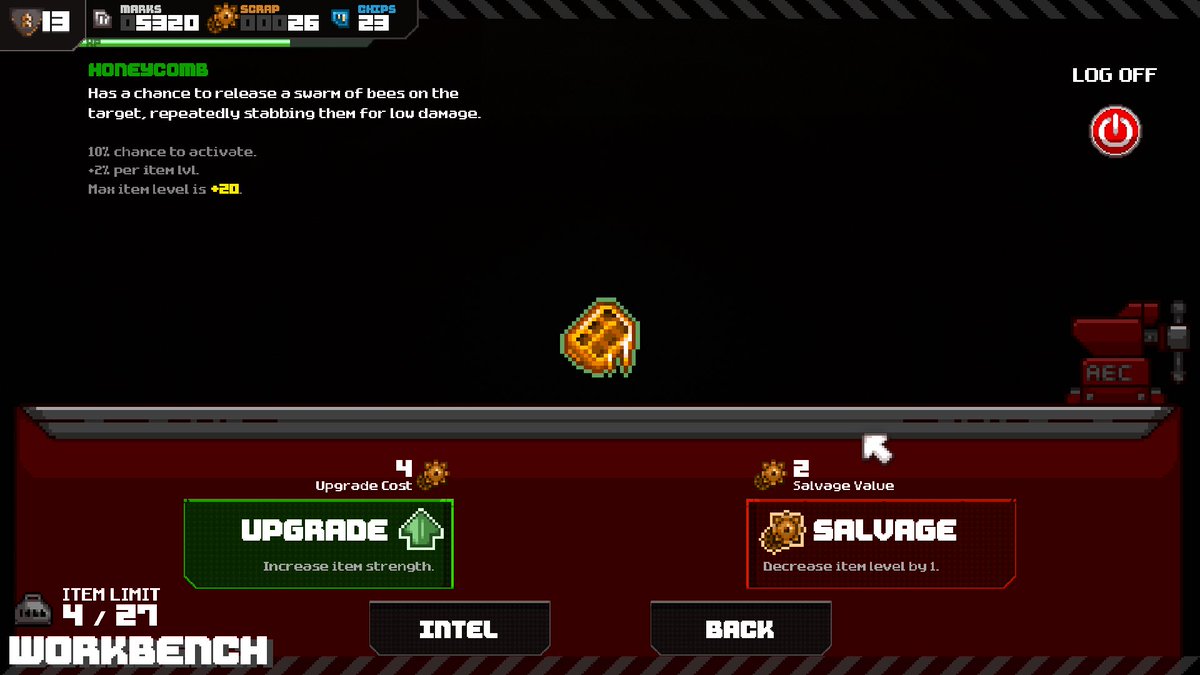 🐝 New item: Honeycomb 🐝

It unleashes swarms of mechanical bees on the enemy

#indiedev #indiegame #pixelart #ドット絵