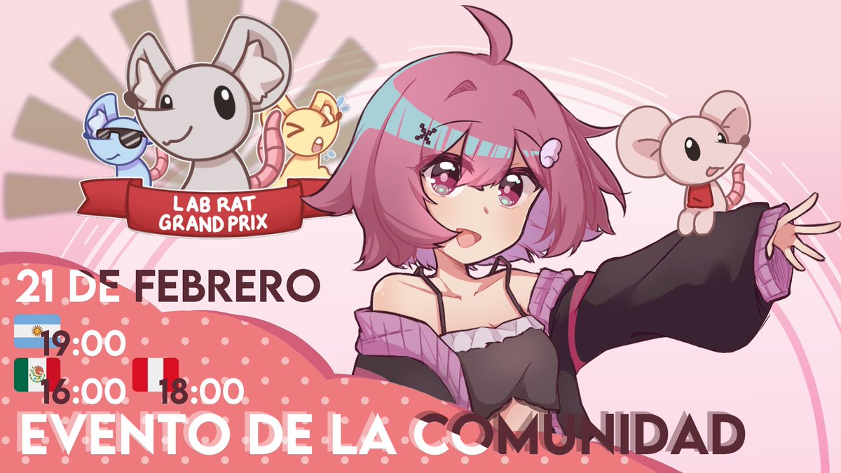 ✨LAB RAT GRAND PRIX✨
Mis seguidores se enfrentaran en una ardua competencia de...carrera de ratones?!? ( ˶°ㅁ°)

Hoy a las 19:00 🇦🇷/16:00🇲🇽

Ven y apuesta por tu raton favorito!🐀