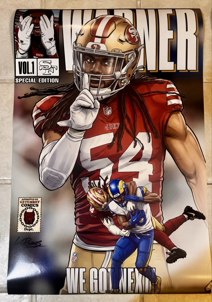 GETEMBOY's tweet image. This beautiful 24x36 of Fred Warner is complete. Now time to frame and ship. In season, out of season, it's always #DubCity #GoNiners #GETEMBOY #FTTB