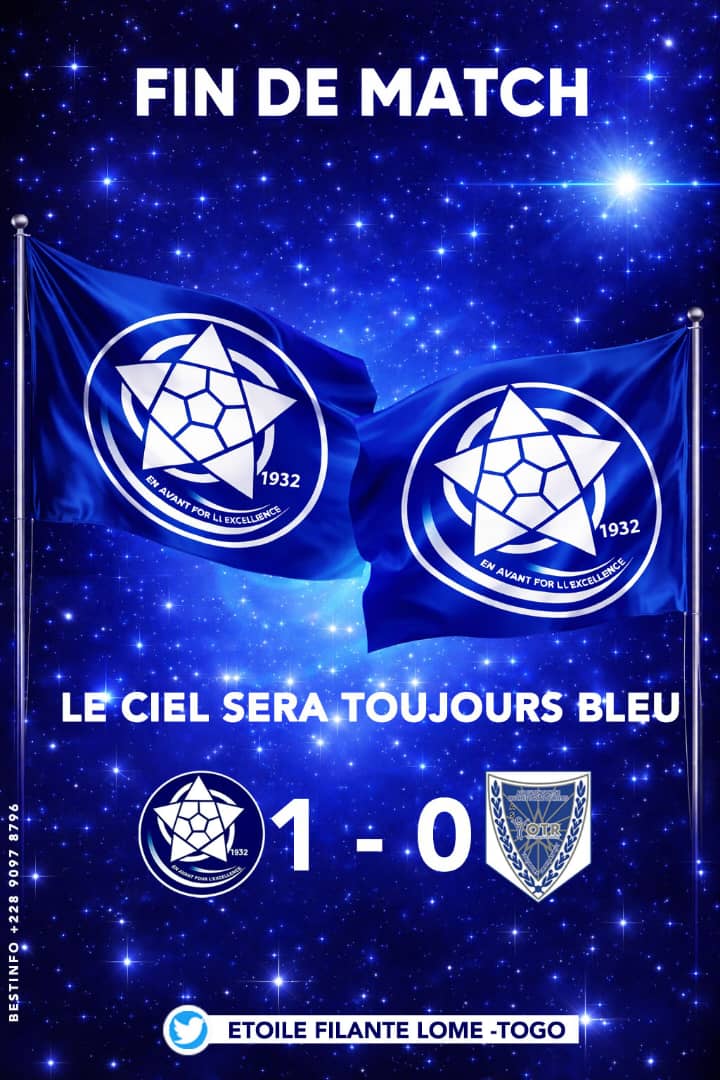 Victoire cap sur la prochaine journée.
VIVA FILANTÉ...VIVA
<a href="/FtfTogolaise/">FTF-Fédération Togolaise de Football</a> 
<a href="/EtoileLome/">ETOILE FILANTE (SHOOTING STAR)</a>