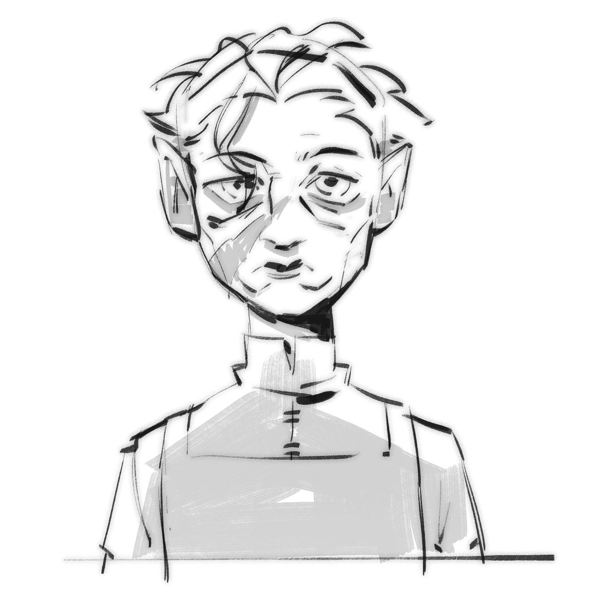 bakedbeanchan's tweet photo. Sick of seeing ppl drawing hunter as good looking. He’s a clone of a dead guy from the 1800s who probably believed spices were for decadent sinners #toh https://t.co/7xgrKD1cwb