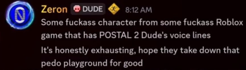 this is the pettiest shit i've seen in my life dude how are you representing a professional game studio and THIS upset over a roblox game using your stuff 😭😭

i get wanting your stuff removed but shitting on die of death and roblox is genuinely pathetic