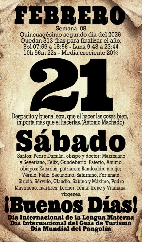 La hoja del almanaque