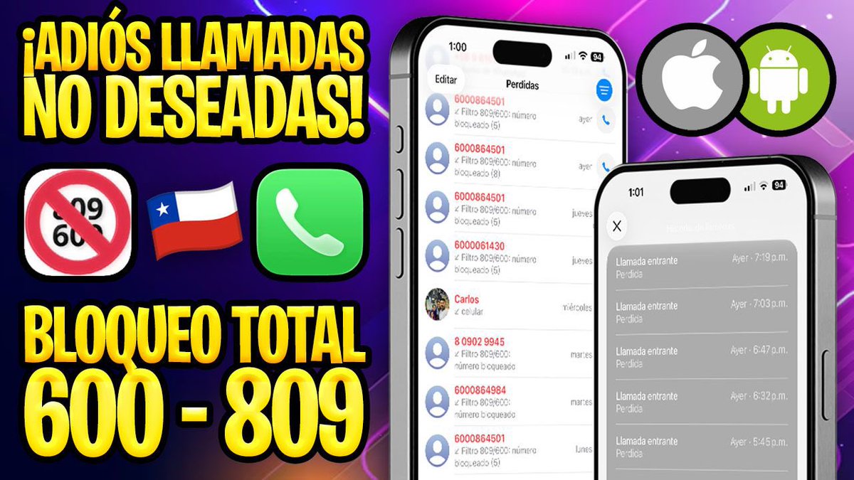 🇨🇱 MÉTODO DEFINITIVO PARA BLOQUEAR LLAMADAS DE NÚMEROS 600 y 809 🚫

🎥 youtu.be/sQU-iDaTQjo

📲 Olvídate de toda molestia e interrupciones innecesarias ⚔️

🚀 Solución 100% gratis gracias a <a href="/Chaskon/">Cristian Ramirez</a> y es compatible tanto con #iPhone #iOS como con todo dispositivo #Android 🤖