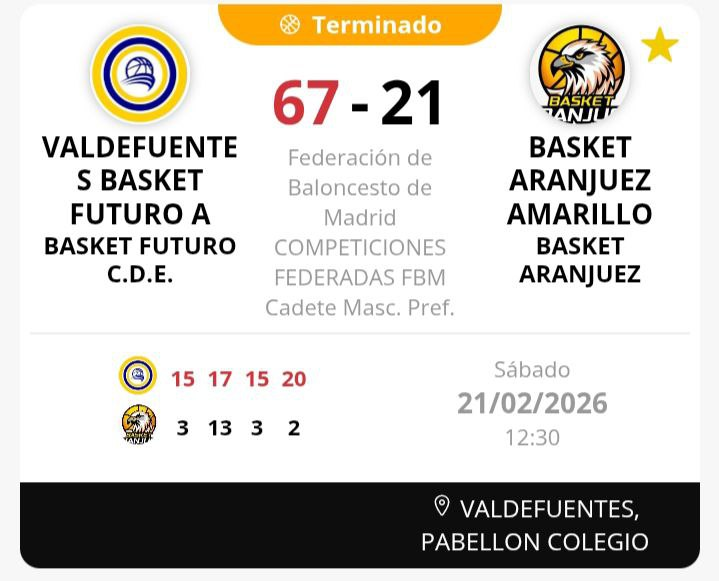 BasketAranjuez's tweet photo. Derrota del #CadMasc frente a #Valdefuentes. #Diego: "Competimos 20 minutos, seguimos aprendiendo" https://t.co/2Q1wV39JH2